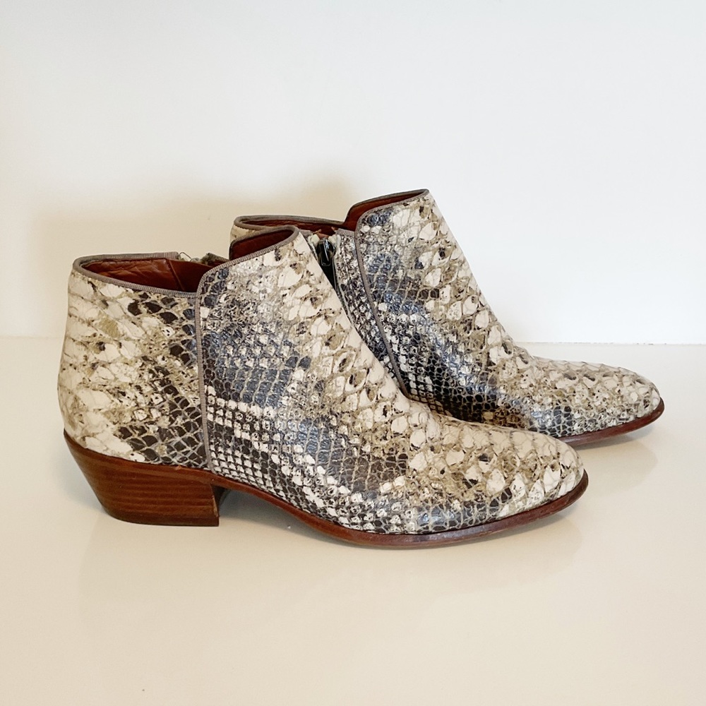 Sam Edelman Petty Snake Skin Leather Boot Cream Size 7.5 - Picture 3 of 9